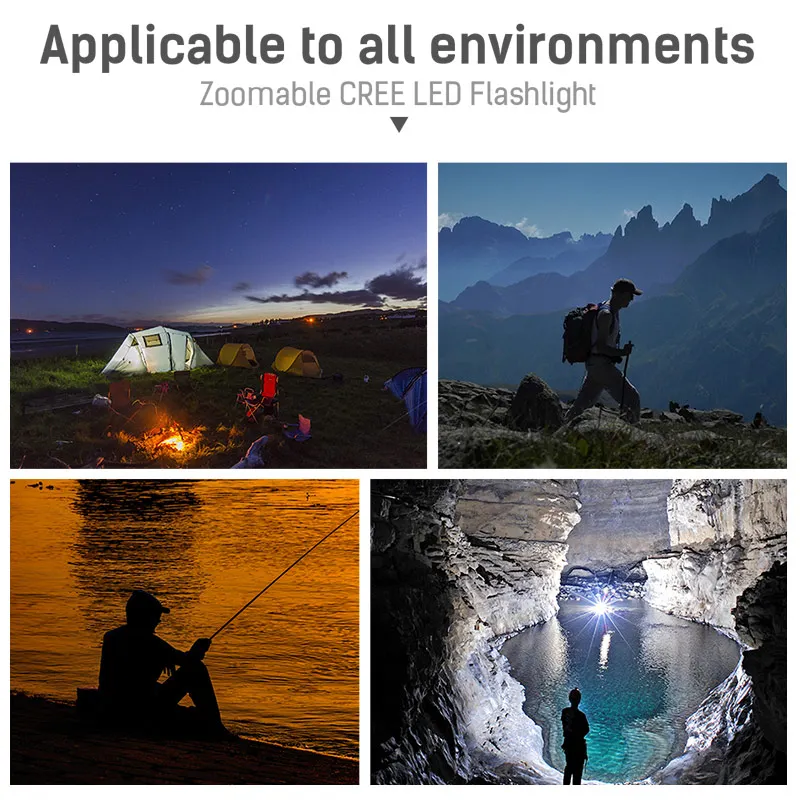

Zoomable CREE LED Flashlight Waterproof Torch Light 5W 5000lm Tactical flashlight AAA Battery Hunting Strong Zoom Flashlight