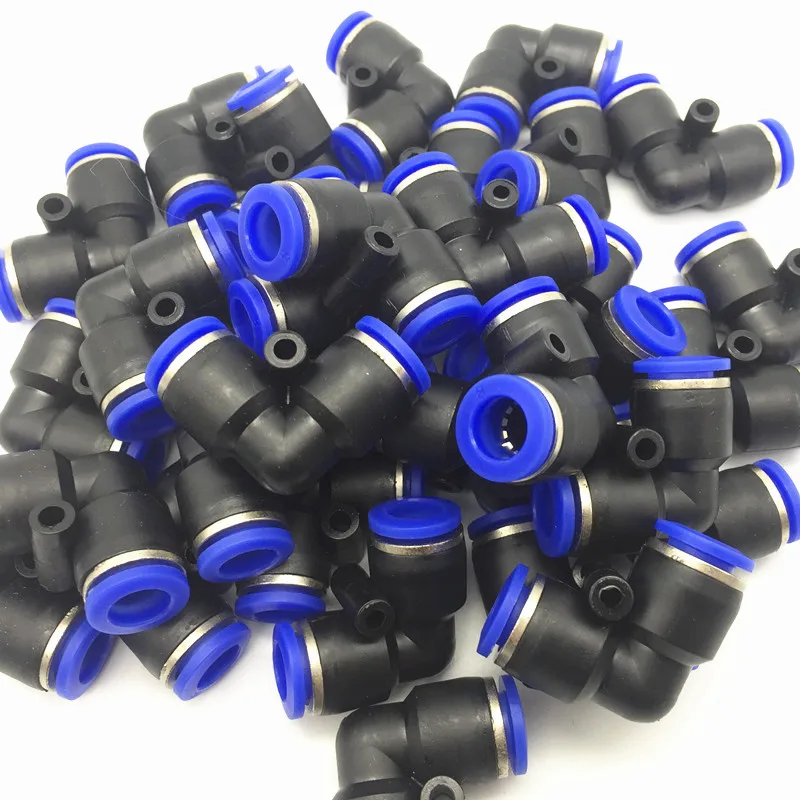 100 шт./упак. PV пневматические фитинги L тип 2 сторонний коленчатый разъем для 4 мм 6 8