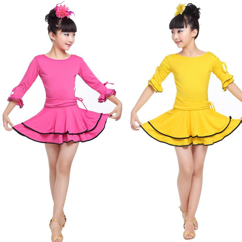 

Colors Girl Party Stage wear Latin dress Standard Kids Latin Competition dance Dress Children Salsa Ballroom Dancing costumes