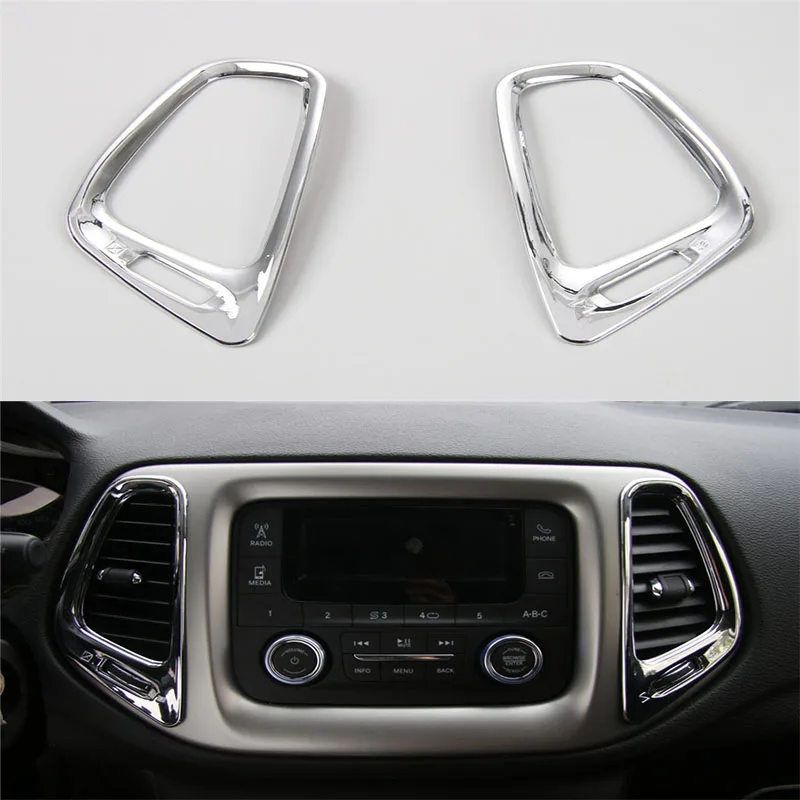 

YAQUICKA 2Pcs/set Interior Car ABS Front GPS Navigation Guide Sticker Decoration Frame Cover Trim Styling For Compass 2017+