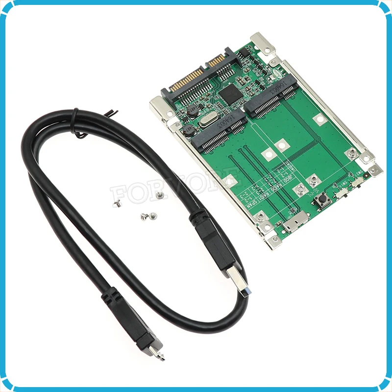 2," SATA III-двойной мини SATA USB 3,0-2 mSATA SSD Raid контроллер конвертер карт с кабелем