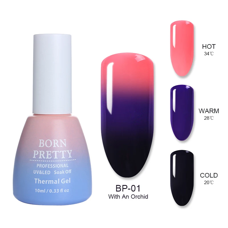 Термальный Гель-лак для ногтей BORN PRETTY, 6 мл/10 мл, 3 в 1, меняющий цвет при температуре, УФ-Гель-лак для ногтей, стойкий гель