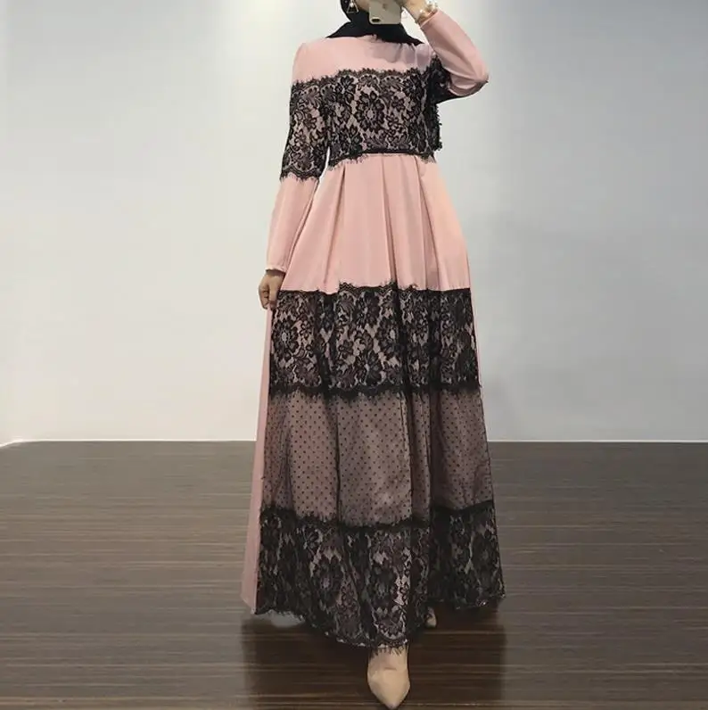 Pink dress Абая Кимоно Рамадан пальто Дубаи женские мусульманские платья кафтаны абайя халат марокена Катара исламская одежда - Цвет: Pink dress