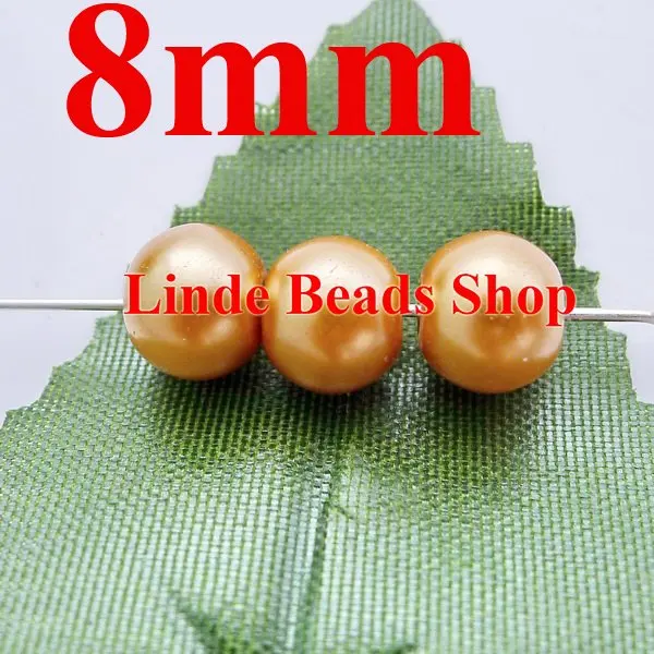 

500pcs/lot 8mm glass pearl beads christmas ornament loose round beads for jewelry, decoration, orange brown colour GP08033