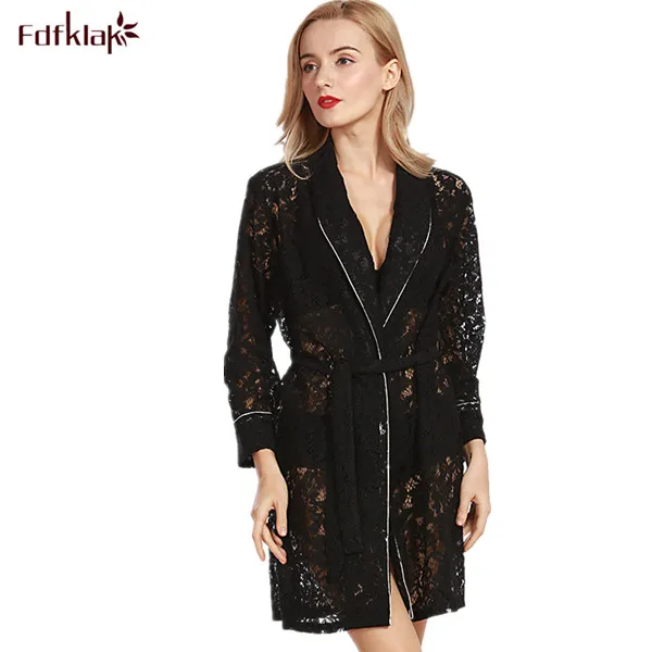 Лето Новинка 2017 высокое качество сексуальные кружевные полые женские халаты с