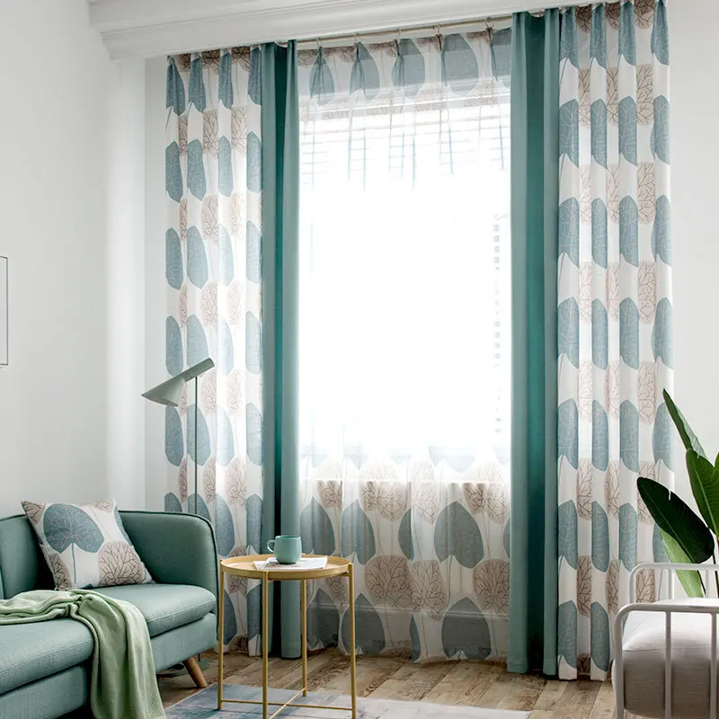 Nordic Big Leaves Modern Minimalist Green Curtains for Living Dining Room Bedroom. | Дом и сад