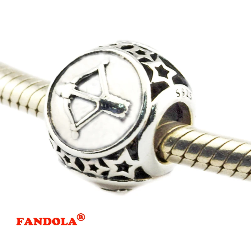 DIY Подходит для Pandora Браслеты Стрелец звезда знак бусины 100% Серебро 925 пробы