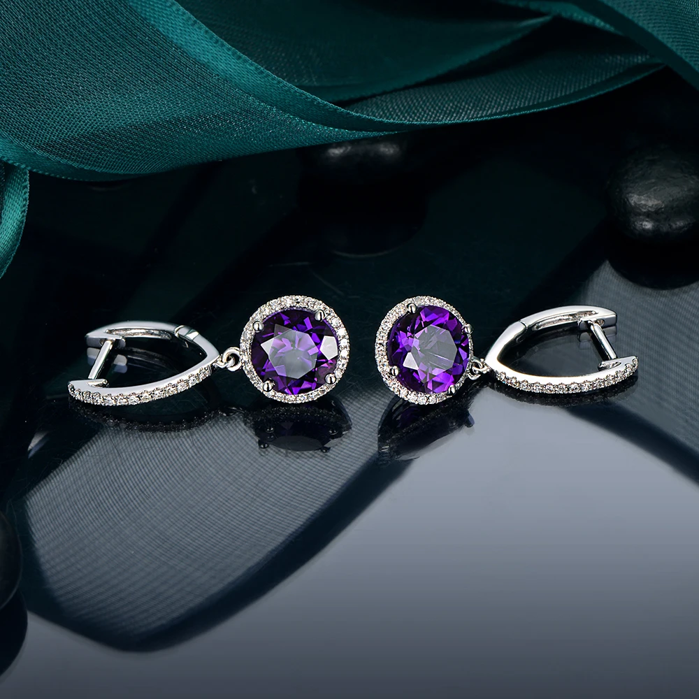 Caimao ювелирные изделия 14 K белое золото 3.28ct аметиста& 0.33ct сербги-капли с бриллиантами для дам