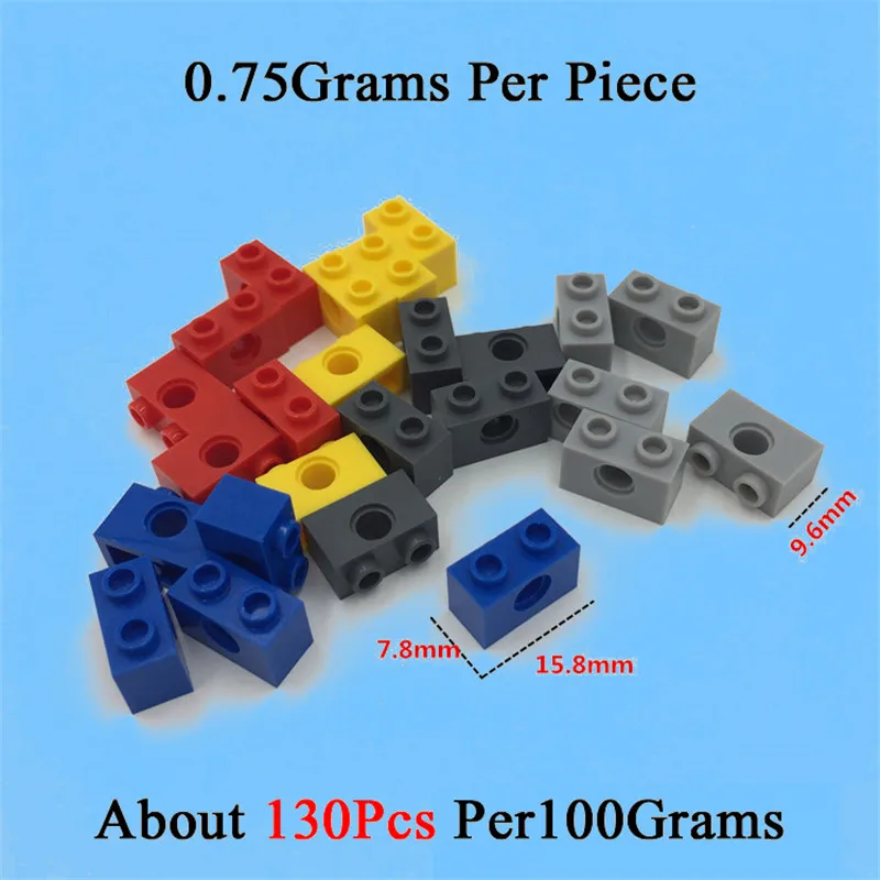 1X2-1 Mixed Colors 100 грамм характеристики Запчасти кирпича с отверстиями 10 размеров 5 цветов игрушка "сделай сам" для детей совместим с 6541 3700 3894 3702 2730 3895 - Цвет: 1X2-1 Mixed Colors