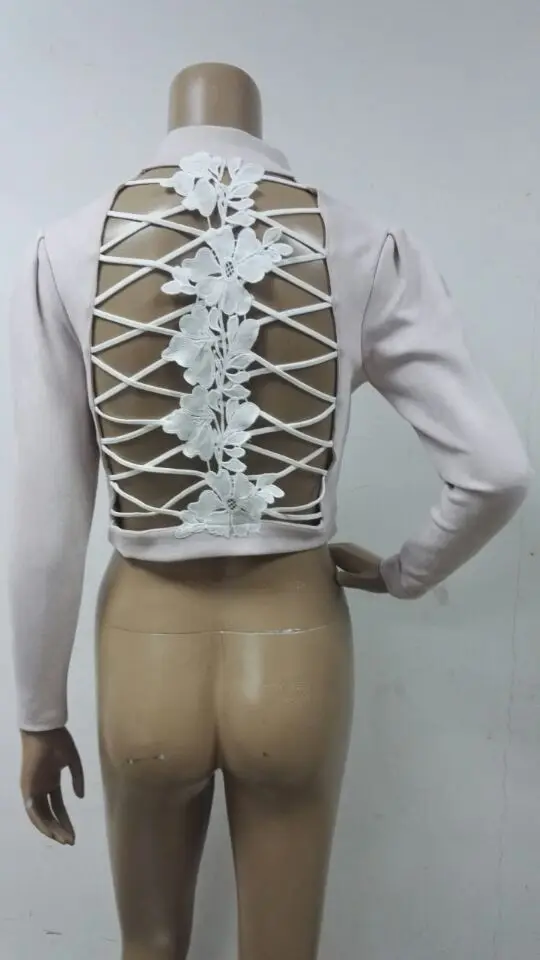 2017 new long sleeve beige backless lace hollow out sexy women coats outerwear wholesale dropshipping | Женская одежда