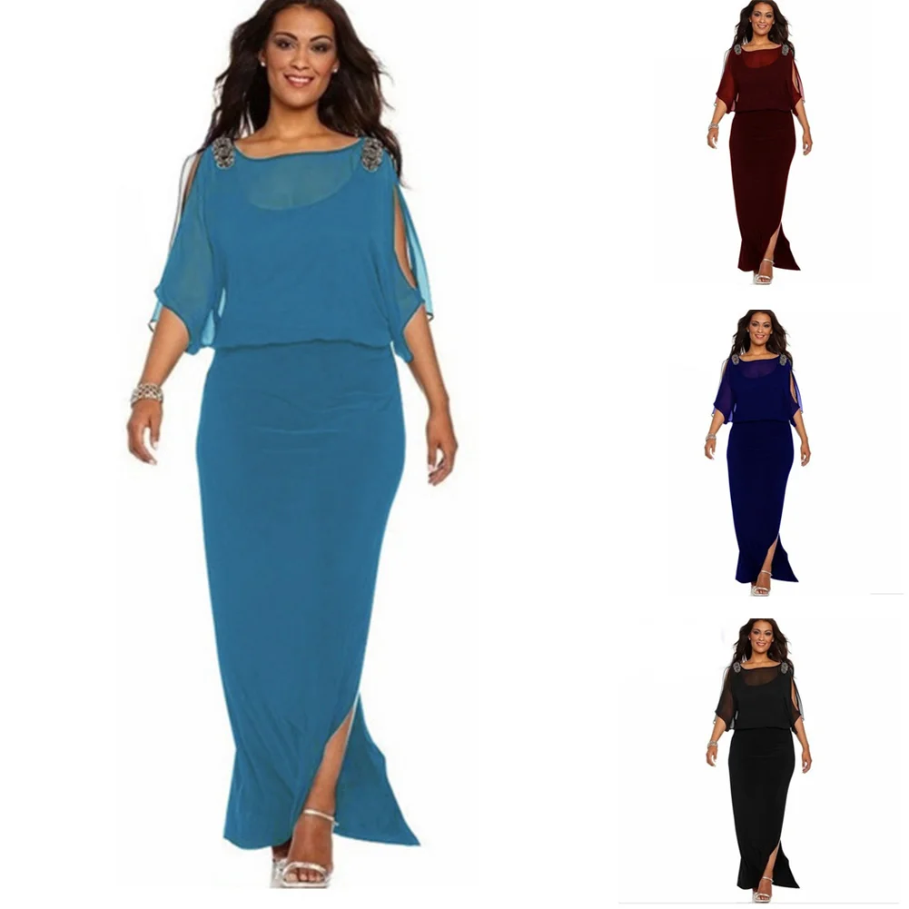 Новые летние женские однотонные макси платья с коротким рукавом длинные больших