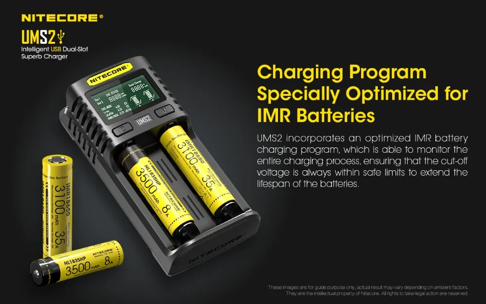 NITECORE UMS4 UMS2 интеллектуальное QC быстрое зарядное устройство 4A большой ток мульти-совместимое USB зарядное устройство