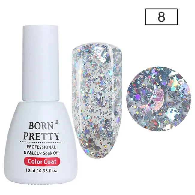 BORN PRETTY 10 мл голографический Блестящий Гель-лак для ногтей Bling Star блеск замачиваемый УФ-гель маникюрный лак Гель-лак для ногтей - Цвет: Color 8