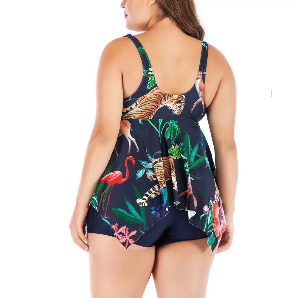 

Plus Size Women Two Pieces Swimsuits Floral Swim Dress Tankini with High Waist Short Swim Skirt Swimwear Bathing Suit Beachwear