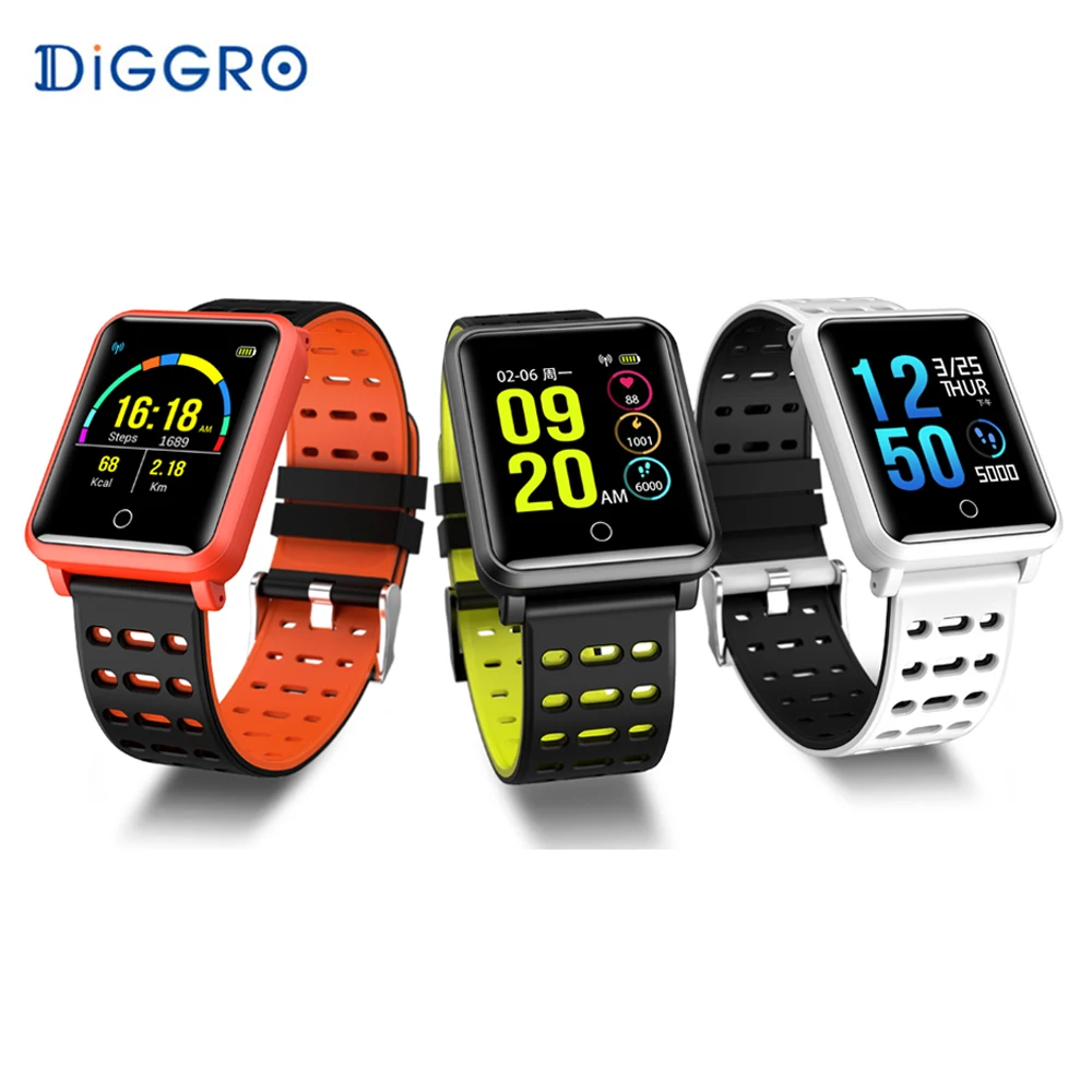 Смарт часы Diggro N88 ips IP68 водонепроницаемый съемный ремешок цветной экран Bluetooth