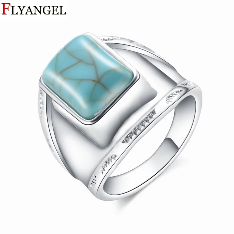 Newest Design Square Green Red Stone Ring Men and Women Silver Plated Vintage Jewelry Male Gift Wedding Rings | Украшения и