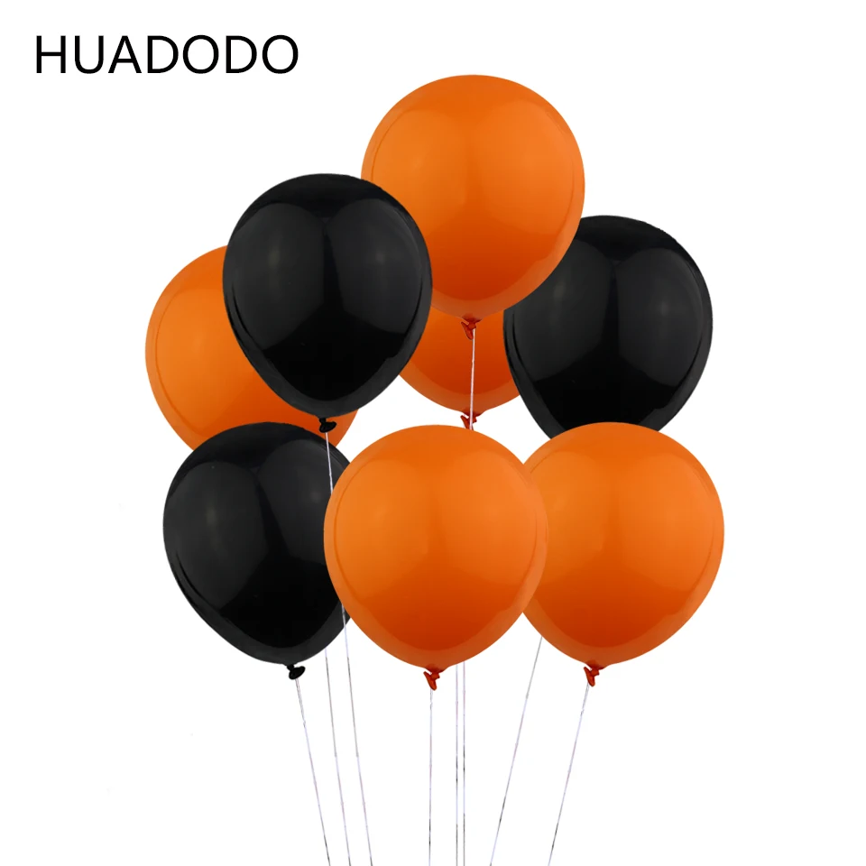 HUADODO 20 шт. 12 дюймов черные и оранжевые латексные воздушные шары надувные детали
