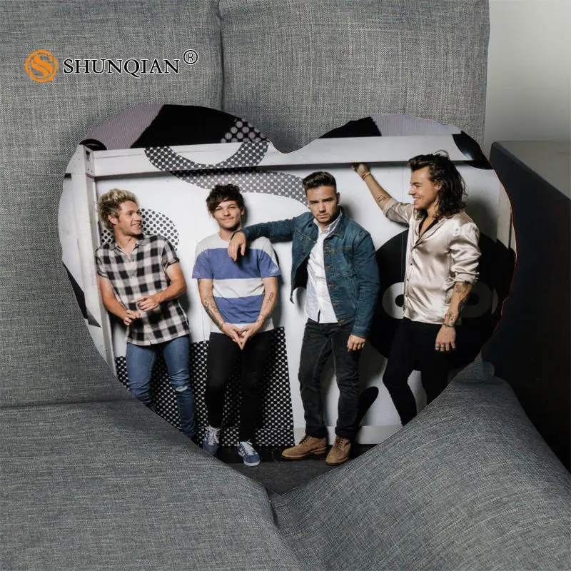 Горячая Распродажа One Direction в виде сердца Форма Наволочка на заказ молния Размер 41