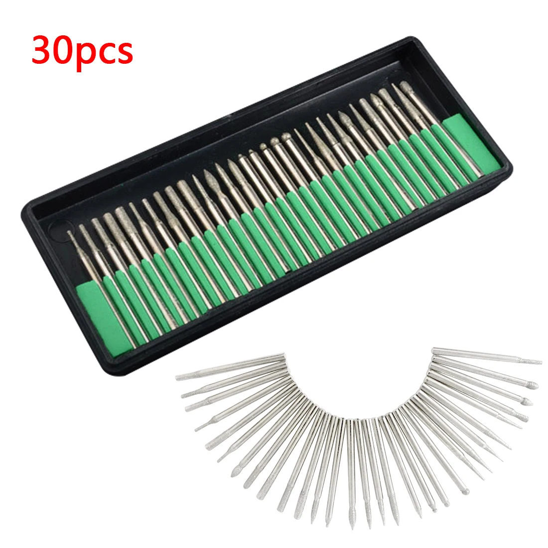 

30pcs 3mm Power Tool Diamond Burs Dremel Rotary Tool Sintered Diamond Burs Abrasive Grinding Head Dremel Diamond Bits