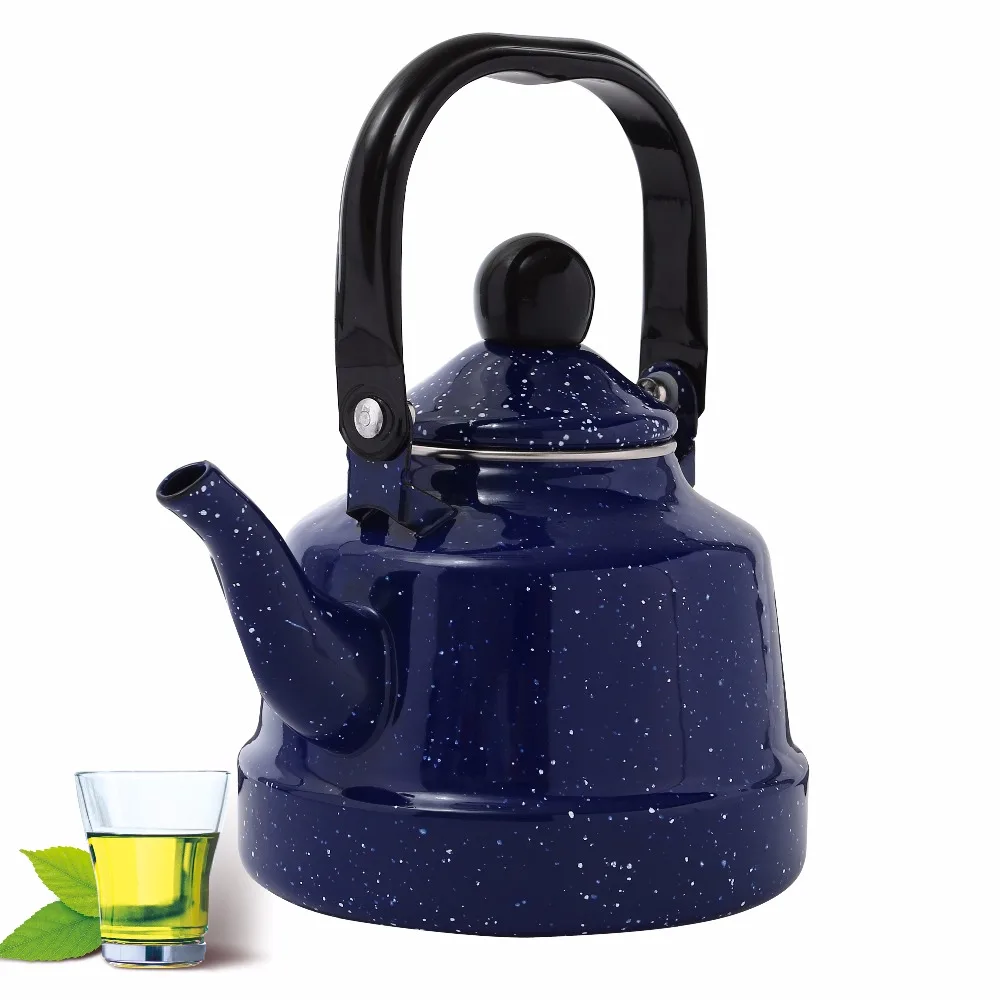 1 2.5л чистый синий чайник короткая эмаль расписанный цветами используется на