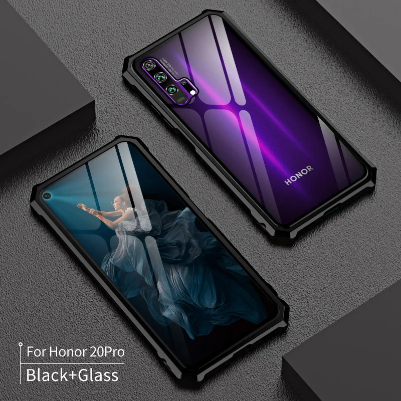 Для huawei Honor 20 Pro 20i чехол металлический бампер алюминиевый сплав 9H закаленное стекло противоударный чехол для Honor 20 Lite чехол для телефона