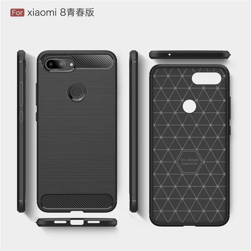 Для Xiao mi 8 Lite/8SE чехол Роскошный из углеродного волокна силиконовый матовый