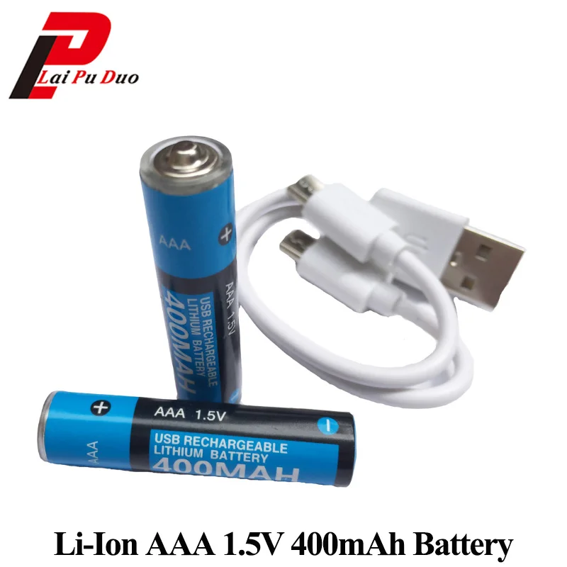 Перезаряжаемая батарея 1 5 в AAA 400 мАч USB зарядка литиевая с кабелем Micro