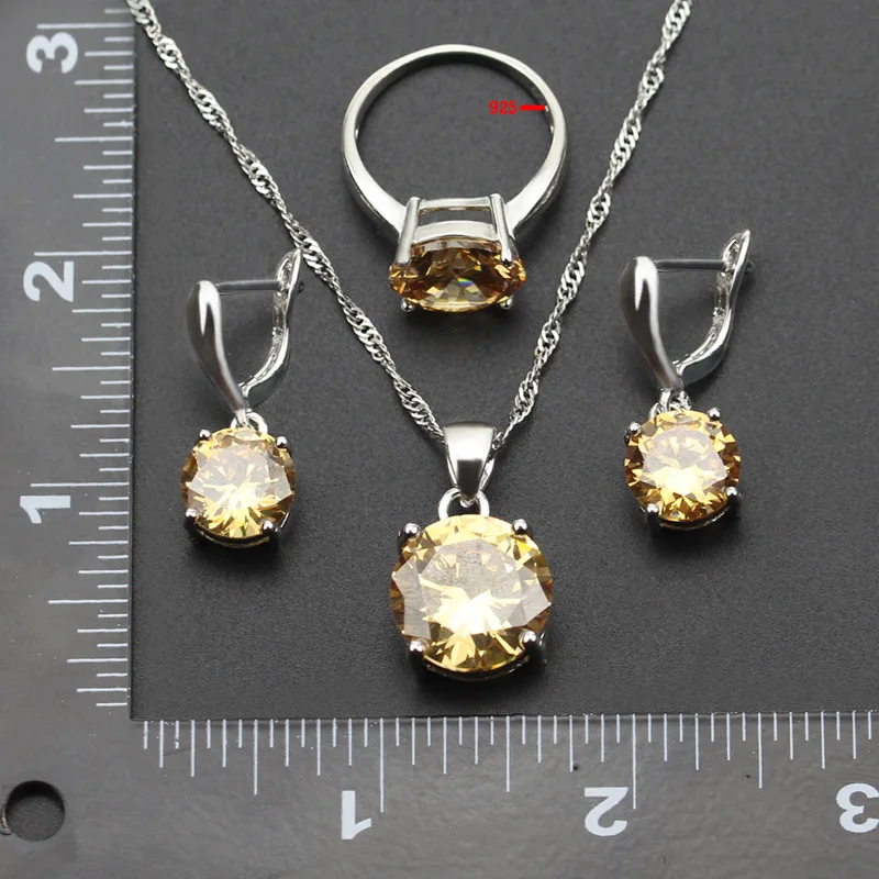 925 серебряный цвет желтый оранжевый морганит свадебные подарки украшения набор