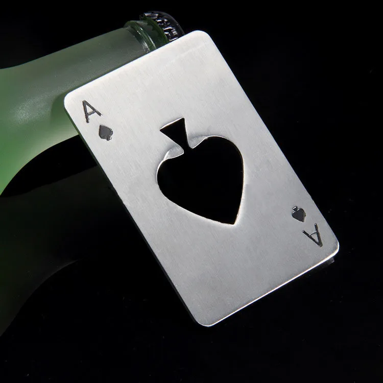 

DHL Freeshippin 100pcs Stainless Steel Poker Card Shaped Beer Bottle Opener Red Wine Cap Opener