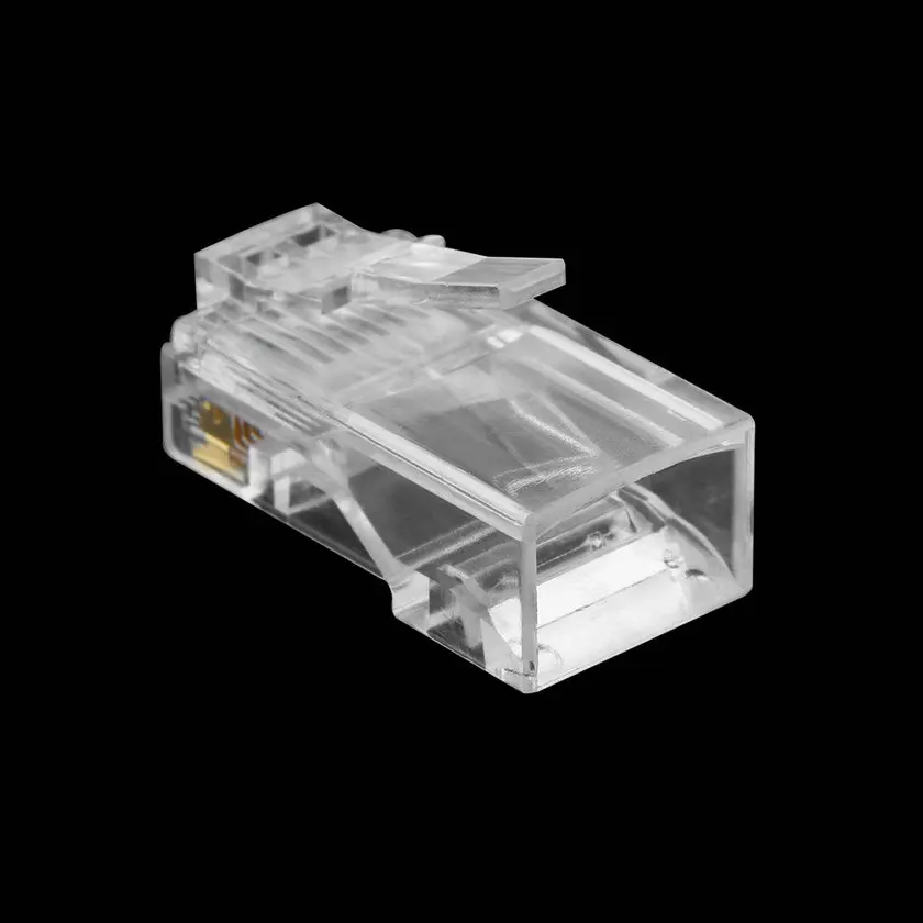 Фирменная новинка 100 шт. кристалл голову RJ45 CAT5 CAT5E модульный разъем позолоченный