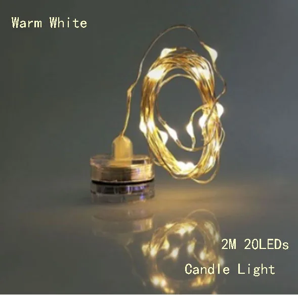2m Candle Warm White 10 шт., 2 м, 20 светодиодный/3M, 30 светодиодный, на батарейках, светодиодный, серебристый провод, гирлянды, рождественские, вечерние, свадебные украшения, светодиодный, сказочные огни - Испускаемый цвет: 2m Candle Warm White