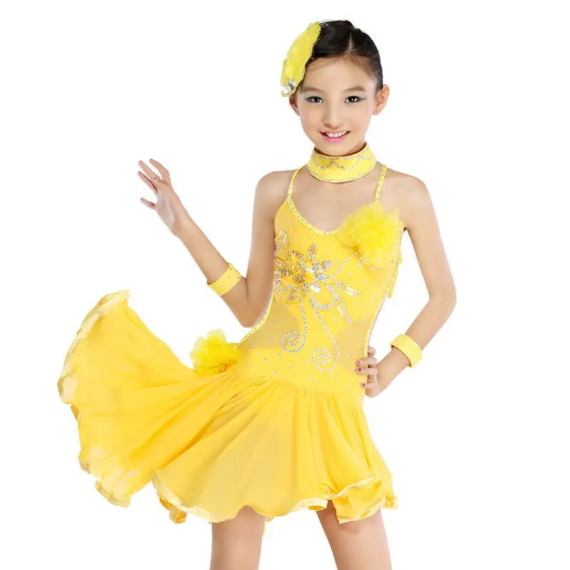 Top quality Little Girl's performance dress latin dance For girl stone tassel Kids Backleses dancer clothing Wholesale | Детская
