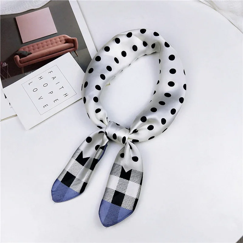 70*70cm Striped Dot Letter Print Square Scarves Hijab Luxury Brand Women Twill Silk Scarf Fashion Headband Bandana |