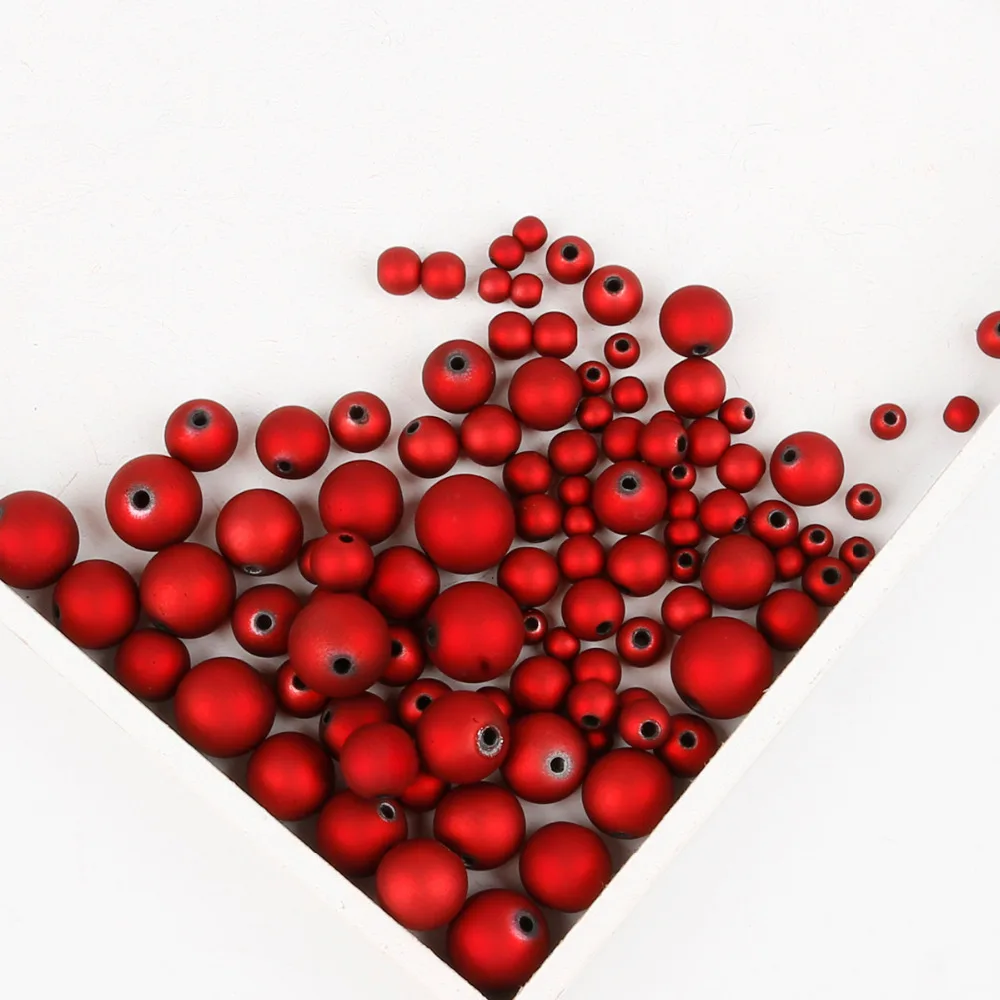 Красные круглые бусины/матовые пластиковые бусины/многоразмерные на