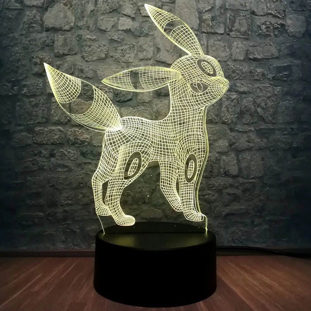 Pokemon 3D светодиодный ночной Светильник RGB Blub 7 цветов лампа для сна в спальню
