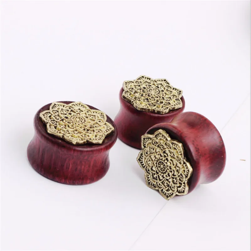 New Hot Wood Retro Flowers Ear Gauges Stretched Fashion Plugs Tunnels Women Men Body Piercing Jewelry GIfts Summer Style | Украшения и
