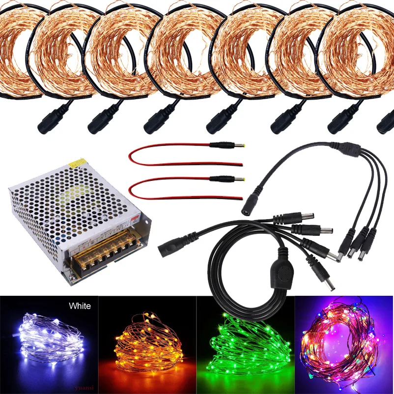 60 м 70 80 LED DC12V микро рисовая проволока медная гирлянда для вечеринки DC женский