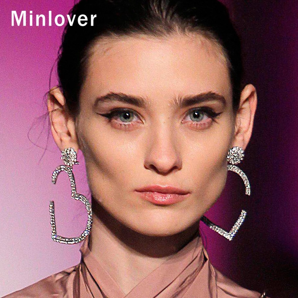 Minlover, простые свадебные серьги в форме сердца для женщин, милые серьги для девушек, стразы,, модные свадебные ювелирные изделия MEH1250