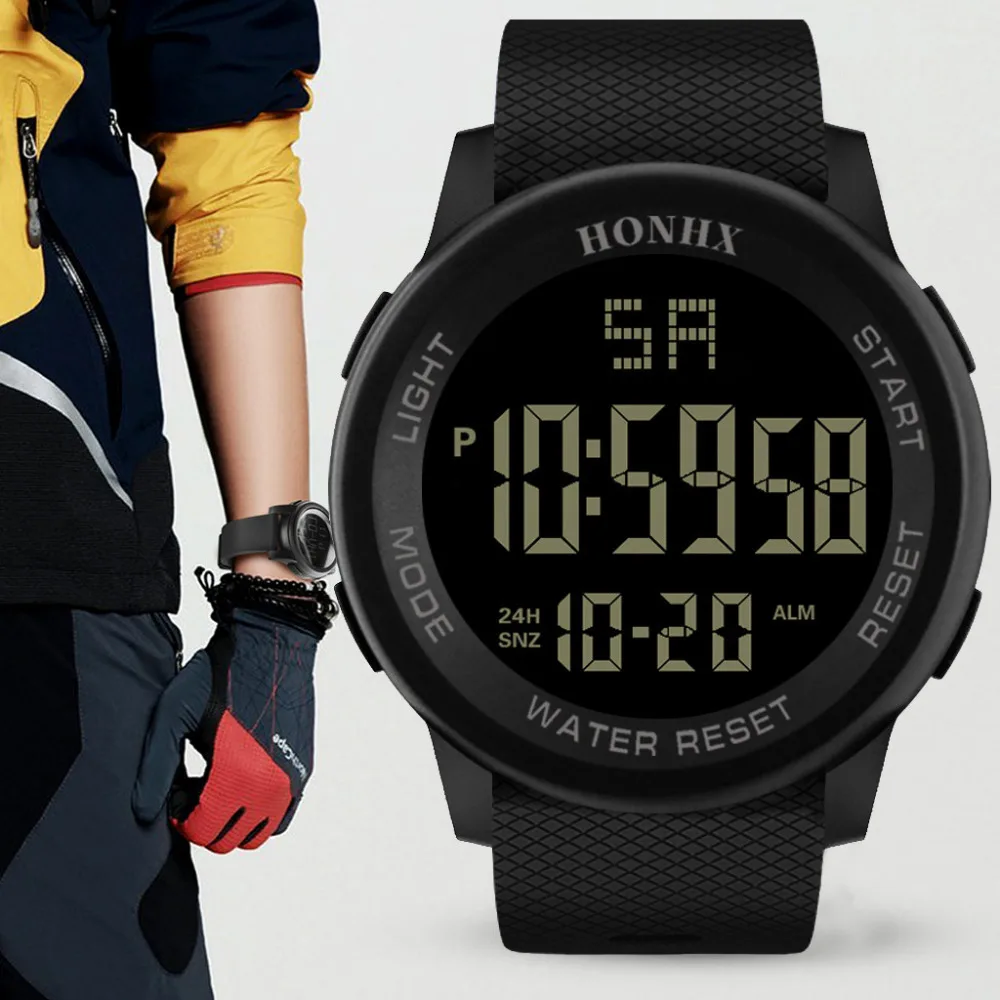 

Fashion HONHX Mens Watches Waterproof Men Military Analog Digital Military Date Rubber Sport LED Wrist Watch Relogio Clock reloj