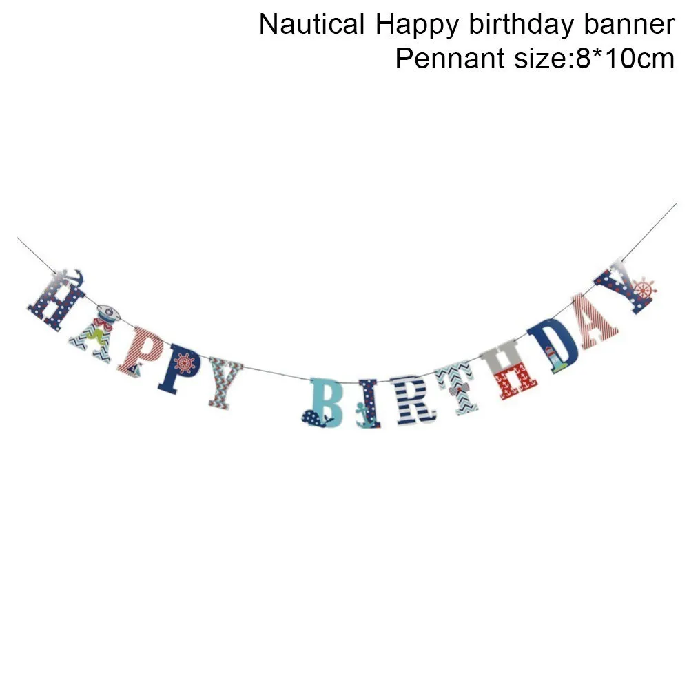 Birthday banner 1 Счастливый День рождения украшения Дети 1 шт./компл. красный Темно-синие баннер море стикеры морской тематики вечерние принадлежности для мальчиков и девочек - Цвет: Birthday banner 1