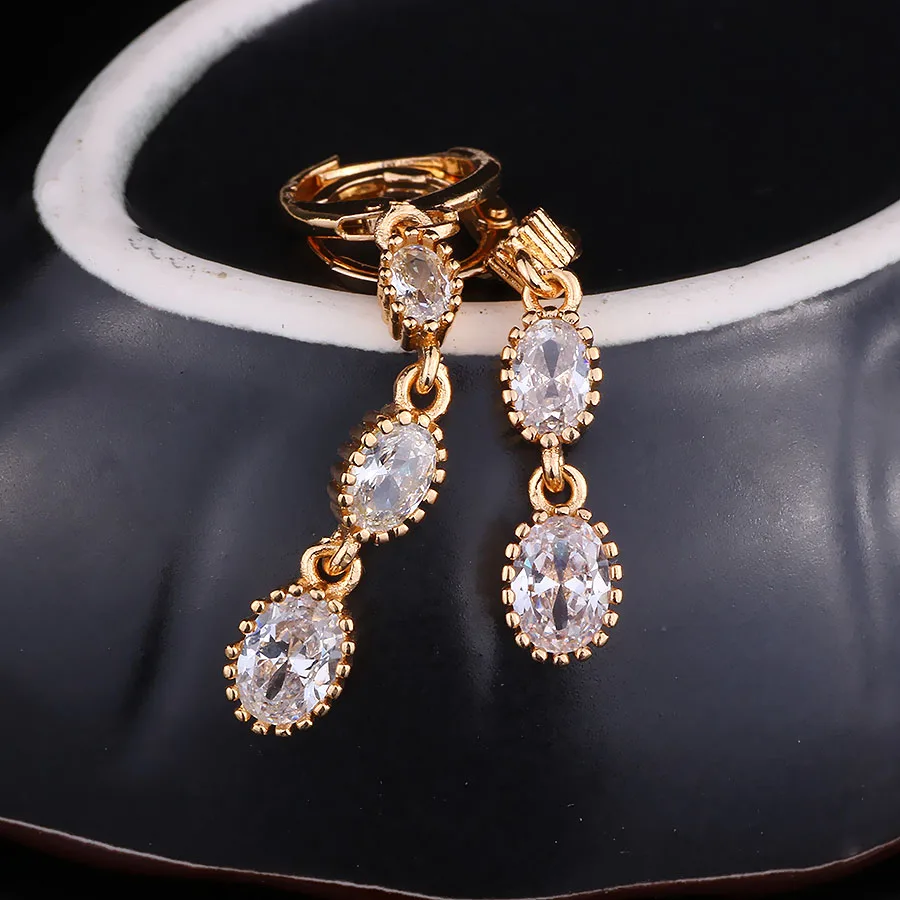 FARLENA Jewelry Round Shape Drop Earrings Inlay with Multicolor Zircon Crystal Long for Women Wedding Accessory | Украшения и