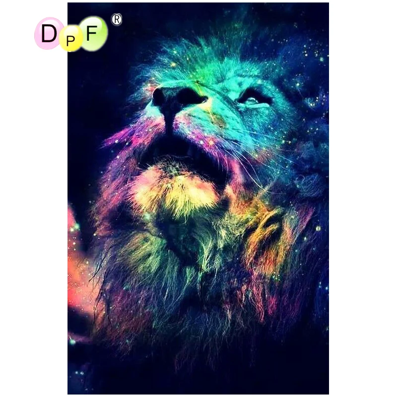 

DPF 5D полная круглая алмазная живопись, мозаика, светильник, Лев, вид вверх, «сделай сам», магический куб, вышивка крестом, искусство, рукодели...