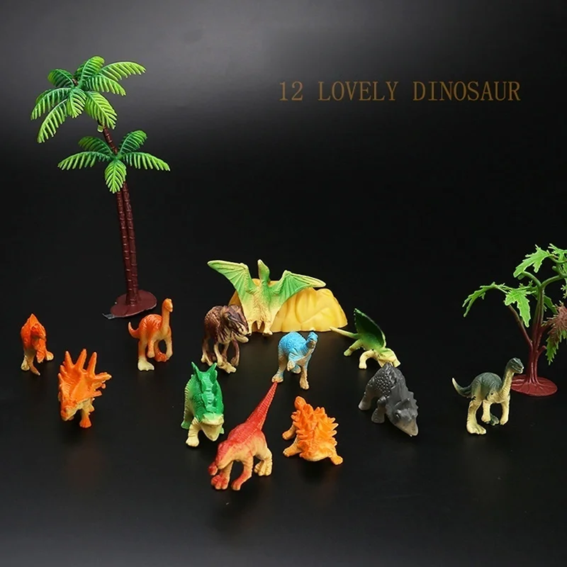 12Pcs Dinosaur solid Assorted Figures Park PVC Play Prehistoric Toy Set Kids Gift simulation wild animal toys | Игрушки и хобби