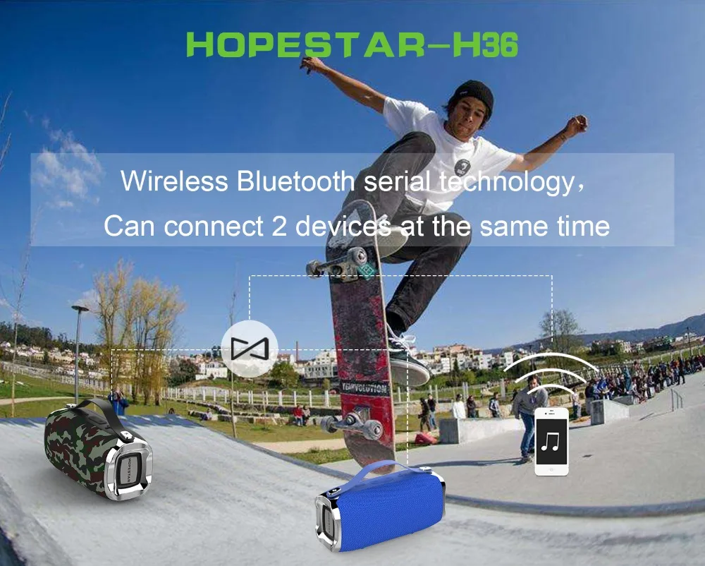 HOPESTAR H36 Мини Bluetooth динамик открытый портативный водонепроницаемый беспроводной