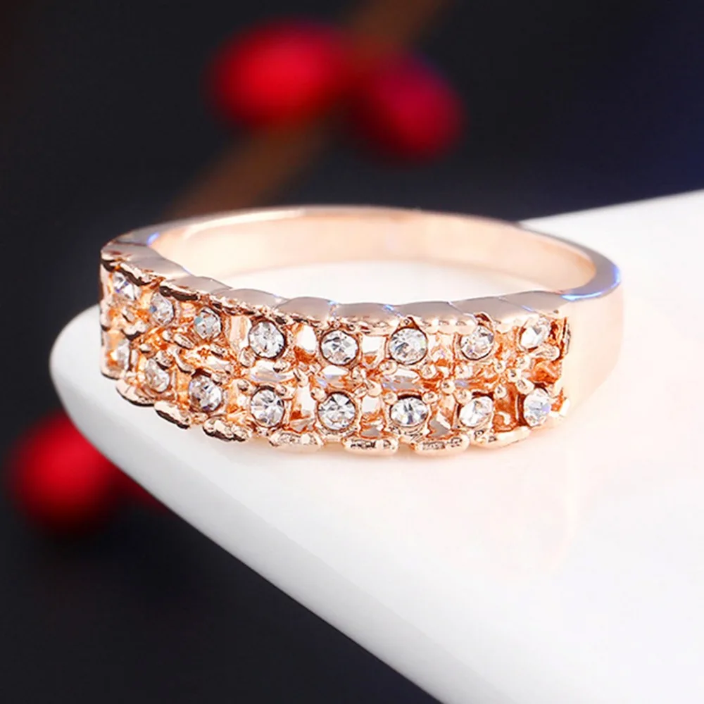 Романтический Свадебный Подарок Сияющий Ясно Любовь Кристалл Круглые Кольца