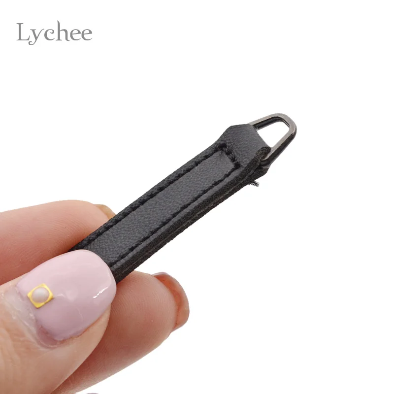 Lychee Life 10 шт. кожаная бирка на молнии черная кофейная головка сделай сам ручная