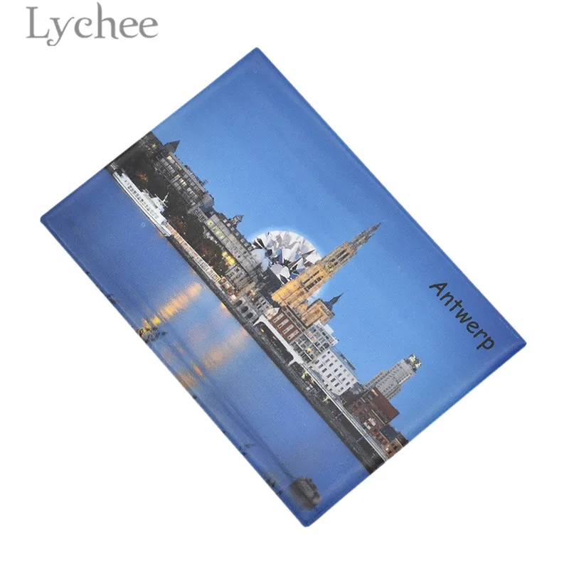 Lychee Бельгия Антверпен пейзаж магнит на холодильник прямоугольник металлический холодильник магниты путешествия сувениры украшение дома