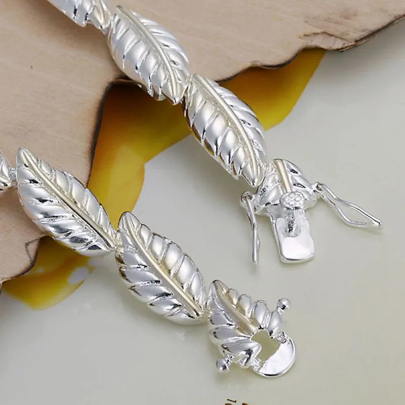 Free Shipping Wholesale silver bracelet plated jewelry Feather Bracelet /AUDHVCBC WYFNYEWR | Украшения и аксессуары
