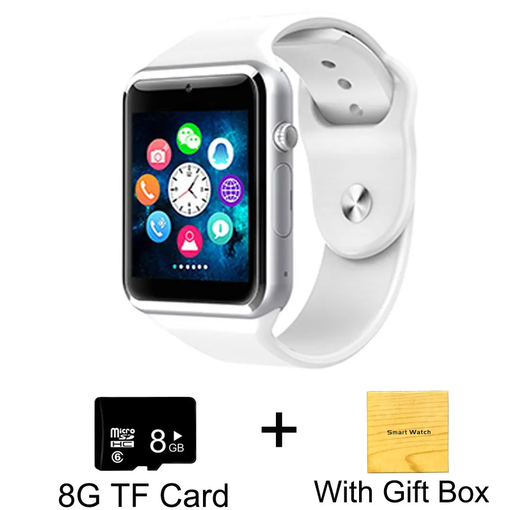 White and 8G TF Card COXANG Смарт часы A1 наручные часы камера SIM карта вызов сенсорный экран Водонепроницаемый Спортивные Smartwatch для Apple IOS Android Россия T15 - Цвет: White and 8G TF Card