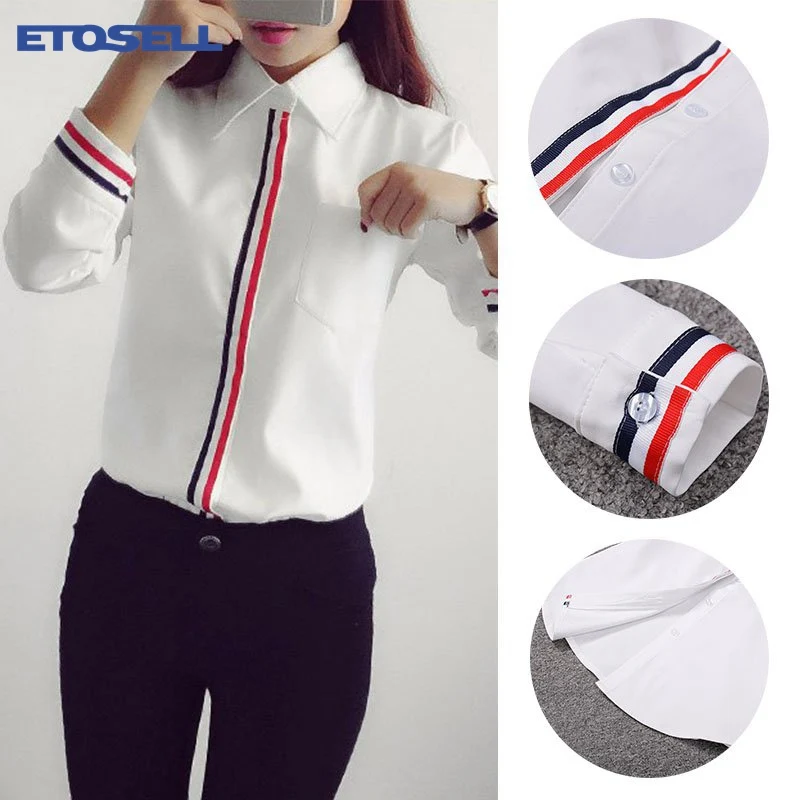 ETOSELL 2018 новые модные женские белые хлопковые блузки Blusa Femininas с длинным рукавом